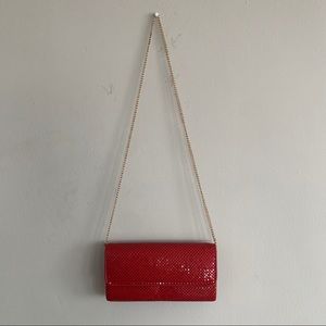 Whiting & Davis red metal mesh purse clutch